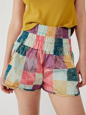 Free People FP Movement "The Way Home" Patchwork Printed Shorts